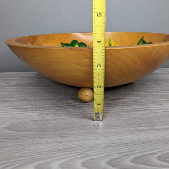 Vintage Wooden Footed Bowl with Matching Utensils - Picture 8 of 9